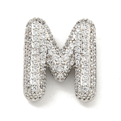 Platinum Plated Brass Micro Pave Cubic Zirconia Pendants KK-L073-001P-M-1