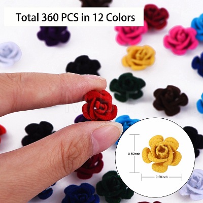 360Pcs 12 Colors Flocky Aluminum Beads FALUM-SZ0001-01-1