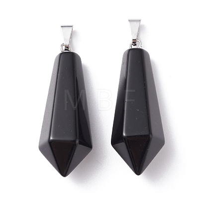 Natural Black Obsidian Pointed Pendants G-I314-02P-06-1