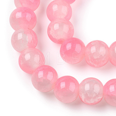 Crackle Baking Painted Imitation Jade Glass Beads Strands DGLA-T003-6mm-02-1