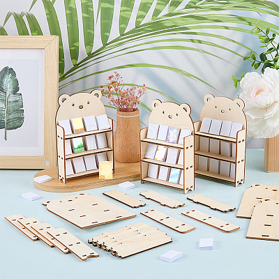 8 Sets 3-Tier Wooden Display Riser Stands for Jewelry Cosmetic Glasses ODIS-FG0002-20-1