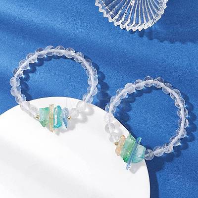 Natural Quartz Crystal Beaded Stretch Bracelets for Women BJEW-TA00727-1