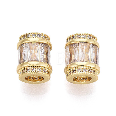 Brass Micro Pave Cubic Zirconia Beads X-KK-P237-02G-1