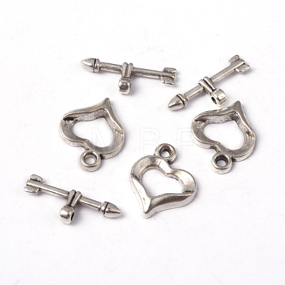 Tibetan Style Alloy Heart Toggle Clasps X-LF1109Y-1