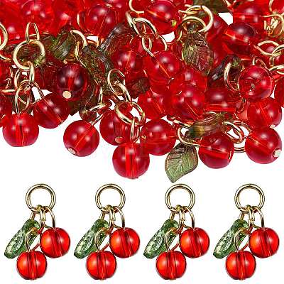 40Pcs Glass & Acrylic Beaded Charms FIND-SZ0003-73-1