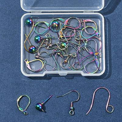 32Pcs 4 Styles Stainless Steel French Earring Hooks & Leverback Earring Findings & Ball Stud Earring Post & Earring Hooks Findings Kits STAS-FS0001-62-1