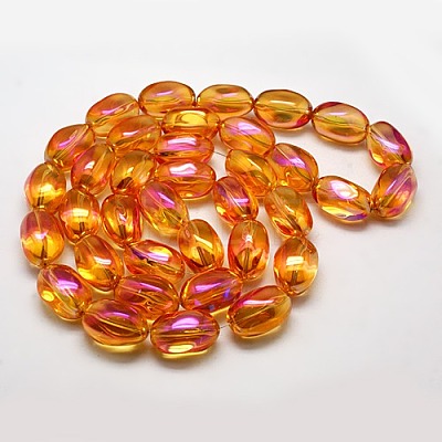 Full Rainbow Plated Crystal Glass Oval Beads X-EGLA-F026-A04-1