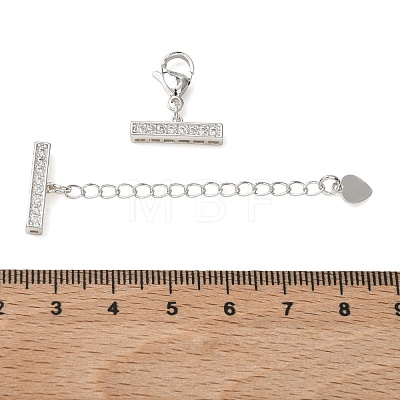 Brass Micro Pave Clear Cubic Zirconia Curb Chain Extender KK-G556-08P-02-1