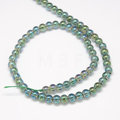 Electroplate Crystal Glass Round Beads Strands EGLA-F037-6mm-A04-1