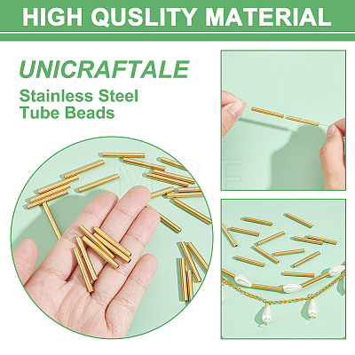 Unicraftale 30Pcs Ion Plating(IP) 304 Stainless Steel Tube Beads STAS-UN0053-11-1