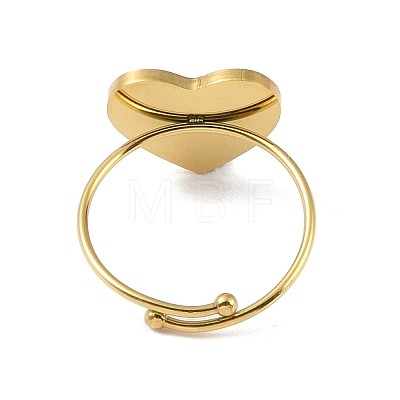 Ion Plating(IP) Heart 304 Stainless Steel Enamel Ring RJEW-A038-19G-05-1