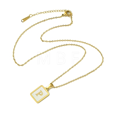 Ion Plating(IP) Rectangle with Initial Letter 304 Stainless Steel Pendant Necklace NJEW-R265-04G-P-1