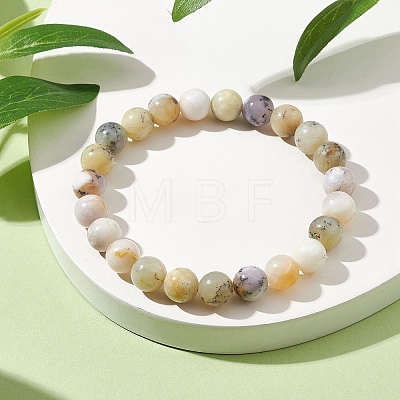 Natural Opal Round Beaded Stretch Bracelets BJEW-TA00474-1
