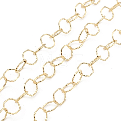 Brass Textured Hexagon Link Chains CHC-M025-33G-1