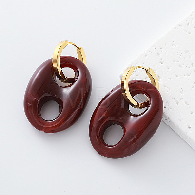 Oval Resin Hoop Earrings for Women SG4237-4-1