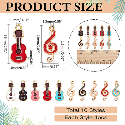 40Pcs 10 Styles Alloy Enamel Pendants FIND-ME0001-94-1