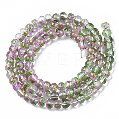 Transparent Spray Painted Glass Bead Strands GLAA-N035-03A-B01-1