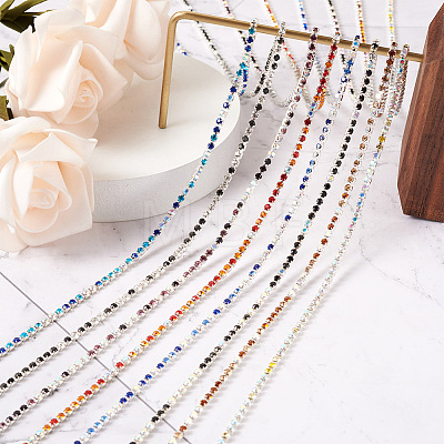 Cheriswelry 12M 12 Colors Iron Rhinestone Cup Chains CHC-CW0001-02-1