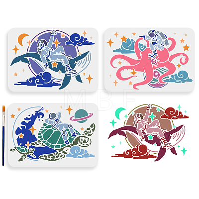 MAYJOYDIY US 1 Set Sea Animals PET Hollow Out Drawing Painting Stencils DIY-MA0004-85-1