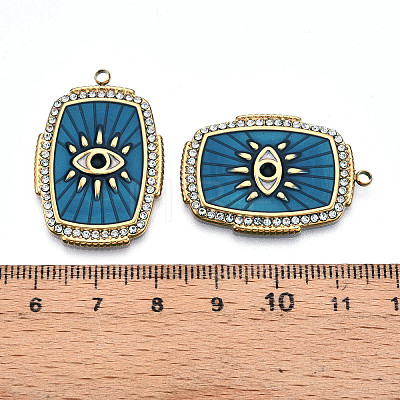 Ion Plating(IP) 304 Stainless Steel Evil Eye Enamel Pendants STAS-N107-04C-G-1