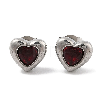 Ion Plating(IP) 304 Stainless Steel Heart Stud Earrings EJEW-C099-13PG-01-1