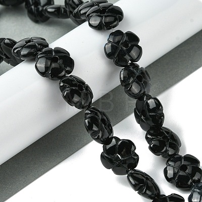 Natural Black Stone Beads Strands G-H023-B16-01-1