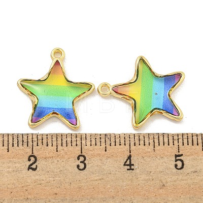 Rainbow Color Opaque Resin Pendants KK-M290-04C-G-1