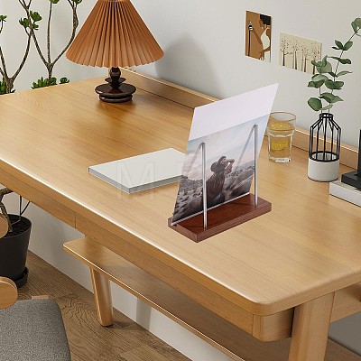 Wood Vinyl Record Slotted Display Stands with Stainless Steel Support ODIS-WH0043-344A-1
