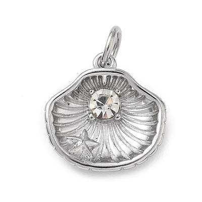 304 Stainless Steel & Crystal Rhinestone Pendants STAS-G391-02P-02-1