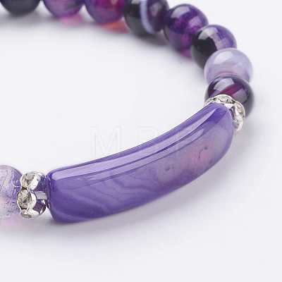 Natural Agate Beads Charm Bracelets BJEW-K164-C-1