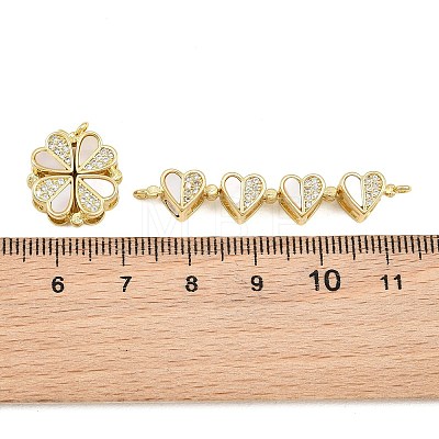 Brass Micro Pave Clear Cubic Zirconia and Natural Shell Connector Charms SH-CBA3723-01G-1