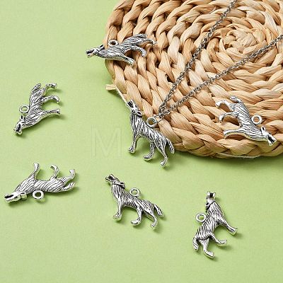 Tibetan Style Alloy Howling Wolf Pendants LF1753Y-NF-1