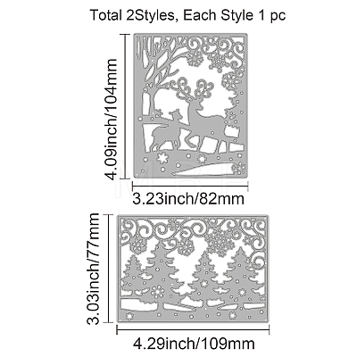 GLOBLELAND 2Pcs 2 Style Christmas Theme Carbon Steel Cutting Dies Stencils DIY-DM0002-43-1