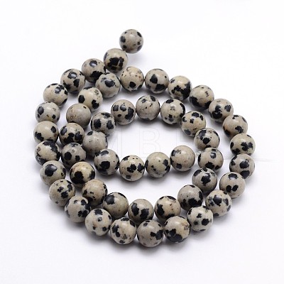 Natural Dalmatian Jasper Round Bead Strands G-J303-19-8mm-1