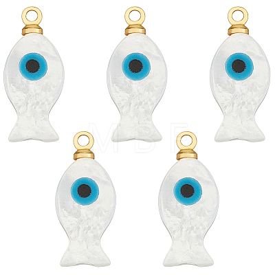 5Pcs Natural White Shell Pendants SHEL-BC0001-051-1