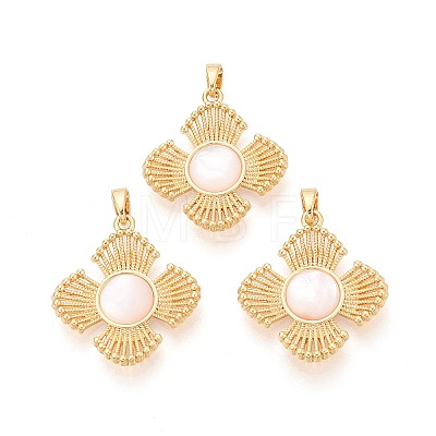 Natural White Shell Pendants KK-N287-06G-1