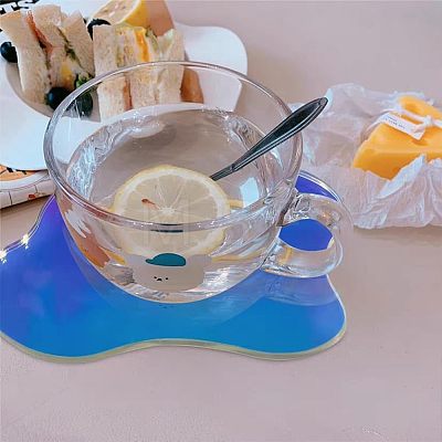 6Pcs Transparent Acrylic Cup Mats AJEW-FG0002-10B-1