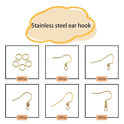 50Pcs 5 Style 304 Stainless Steel Earring Hooks STAS-YW0001-23-1