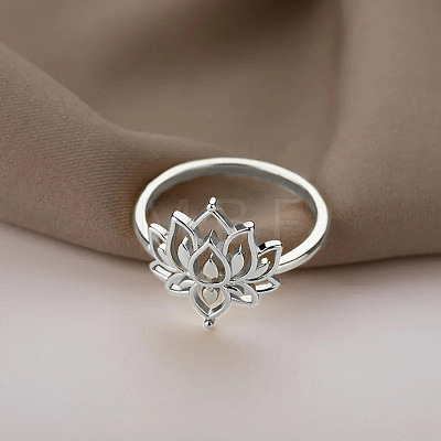 Hollow Out Lotus Brass Finger Rings FS-WG83FEB-02-1