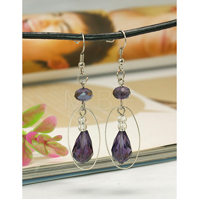 Trendy Glass Teardrop Dangle Earrings EJEW-JE00530-1