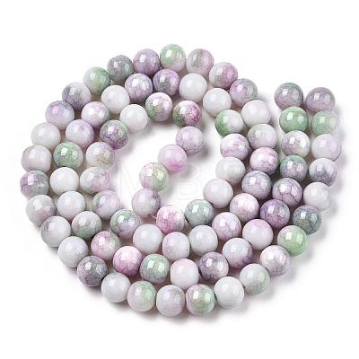 Opaque Crackle Glass Round Beads Strands GLAA-T031-10mm-01K-1