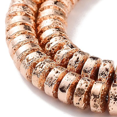 Electroplated Natural Lava Rock Beads Strands G-H303-A01-RG-1