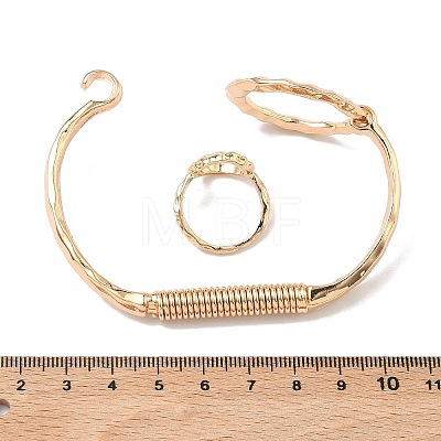 Ring Braaa Hammered Cuff Bangle & Ring Sets SJEW-C008-01KCG-1