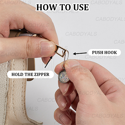 12Pcs Flat Round Alloy Resin Zipper Pulls Charms FIND-CY0002-31-1
