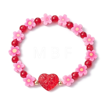 Handmade Flower Polymer Clay Stretch Bracelets BJEW-JB09825-02-1