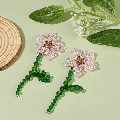 Imitation Austrian Crystal Flower of Life Dangle Stud Earrings X1-EJEW-TA00029-01-1