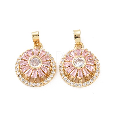 Real 18K Gold Plated Brass Micro Pave Clear Cubic Zirconia Pendants KK-E068-VC303-1