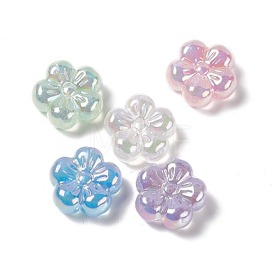 UV Plating Rainbow Iridescent Acrylic Flower Beads PACR-M003-10-1