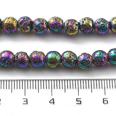 Electroplated Natural Lava Rock Beads Strands G-A251-B01-01I-1