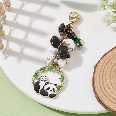 Panda Alloy Enamel Pendant Decorations HJEW-JM01275-02-1